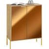 SoBuy Credenza con ante a specchio 83x38x100cm per ingresso | Mobiletto salvaspazio con 5 ripiani regolabili e ante a specchio, design elegante dorato FSB96-G