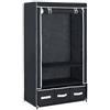 zuentd Armadio in tessuto nero 87 x 49 x 159 cm pieghevole con divisori | Tessuto non tessuto, tubi di ferro, cursore, , diversi scomparti, portatile, facile da installare