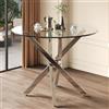 BENMWS Tavolo da pranzo rotondo, 80 x 80 x 75 cm, piano in vetro temperato, moderno tavolo da pranzo galvanizzato, tavolo da caffè per il tempo libero, moderno e semplice, argento