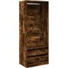zuentd Armadio rovere fumé 80x50x200 cm in materiale a base di legno con 2 | 1 divisorio, 2 cassetti, struttura stabile, resistente all'umidità, design moderno, per corridoio