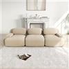 Muskel Divano modulare a 3 posti in velluto a coste di alta qualità, senza cornice, con braccioli ergonomici, imbottitura ad alta elasticità, antiscivolo, senza montaggio, beige
