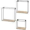 AKTIVE Max Home Set 3 mensole da parete, 25, 22 e 17 cm, Carico massimo 4 kg, Decorativo, Quadrato, Struttura in metallo nero, In legno, Stile moderno, Soggiorno, Camera da letto (18469)