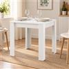Dmora Tavolo Fisso Chaibasagiri 80x80x76h cm Bianco Opaco 4 Posti Ripiano Effetto Dogato, Forma Quadrato