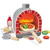 Hape Forno per pizza con effetto legna realistico e suoni corrispondenti - Set da cucina con pasta, condimenti, tagliapizza, giocattolo educativo a partire dai 3 anni in su