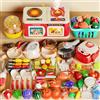 NXPZ 85 Pezzi Set Cucina Giocattolo Bambini, Cucina Esterno Bambini, Giocattoli Ruolo Cucina, con Accessori Cucina, Pentole, Cibo, Piatti e Cestino, Regalo per Bambine Bambini 3 4 5 6 7 8 Anni