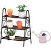 Luwecf Miniatura Set Porta Piante Porta Vasi Mini Fioriera Scolapiatti Materiale Metallo Pp Adatto per Bambini Fotografia Casa Micro Paesaggio Regali, Nero
