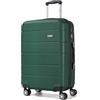KONO Valigia Media 24 Pollici Rigida PC Trolley Leggero 4 Ruote 360° Verde | Trolley medio PC da 60L con guscio rigido, ruote 360° e grande spazio interno per viaggi, vacanze e famiglia