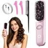 KUWUNG Spazzola Lisciante per Capelli, Spazzola Lisciante Senza Fili, Spazzola Capelli Ricaricabile Elettrica Portatile per Capelli Corti con 3 Livelli di Calore e Display LED