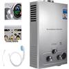 QUUGAR Scaldacqua a gas GPL, 16 kW, scaldabagno istantaneo a gas 6L | Protezione contro il surriscaldamento,Con soffione doccia e impianto idraulico,Bruciatore per caldaia per campeggio,RV,Casa