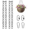 SERYUUT 2 catene in acciaio inox, 4 mm x 0,6 m, con moschettone, catena di sospensione resistente alle intemperie, per vasi di fiori, soffitto, balcone, sacco da boxe, catena a maglie con chiusura rapida e
