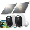 GNCC 4MP Kit 2 Telecamera Wi-Fi Esterno Senza Fili Con Solare Pannello, 2.4G/5GHz WiFi Videocamera Esterno con Visione Notturna a Colori, Audio Bidirezionale, Allarmi PIR, Funziona con Alexa, IP65