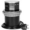 Orno AE-1381(GS) Presa Multipla a Scomparsa a 3 Ingressi 3650W max Ø 10 cm con Cavo Schuko da 1,5 m