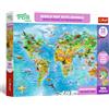 Trefl - Mappa del mondo con gli animali/World Map with Animals | 104 pezzi - The Treflik Family, Puzzle didattico, scritte in inglese, per bambini dai 4 anni in su