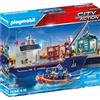 PLAYMOBIL City Action 70769 Grande nave portacontainer con barca della dogana