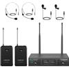 SISTEMA MICROFONO WIRELESS UHF DOPPIO PTU 71-2B CON SCANSIONE AUTOMATICA E 2X100