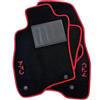ASC Tappetini Auto Compatibili con Alfa Romeo Mito 2008-2018, Moquette, Bottoni, Battitacco in Gomma,2 loghi (Rosso)
