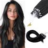 MY-LADY Extension Microring Capelli Veri, 50 Ciocche Micro Loop Extension Capelli Veri Umani Lisci #01 Nero Invisibili Micro Ring Extension a Freddo 35cm 50g