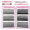 VEGCOO 570 Pezzi Ciglia Finte Extension Ciglia, 30-40-50-60-80-100D Curl Ciglia-Finte Ciuffetti per Estendere le Ciglias a Casa Eyelashes Naturali per Donne，Colla per ciglia e solvente per ciglia