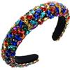 Generic Cerchietto per capelli con strass scintillanti, con bordo largo e cristalli colorati, diadema da sposa, vintage, barocco, per donne (blu)