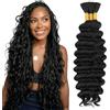 Silk-co 3packs Extension Capelli Veri Boho Braids No Weft Bulk Tessitura Matassa Ricci Water Wave 60cm 110g #1B Nero Naturale