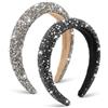 YUSHWENPTY 2 Pezzi Cerchietto Capelli Donna Paillettes Cerchietti per Capelli con Strass Fascia per Capelli Headband Accessori per Festa di Capodanno Carnevale Matrimonio Tutti i Giorni (Nero Grigio)