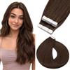 Silk-co Extension Biadesivo Capelli Veri Adesive 10 Ciocche Biadesive 15g Sfumature/Volume 35cm Marrone Medio