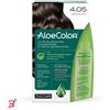 ZUCCARI SRL ALOECOLOR 4,05 CIOCCOLATO TINTA PERMANENTE CAPELLI COLORE AD ALTA PIGMENTAZIONE 50 ML + RIVELATORE ALOEOSSIGENATA 75 ML + SHAMPOO ALOECARE 15 ML + GUANTI