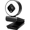 LogiLink UA0384 - Webcam Full HD USB, 76°, doppio microfono, messa a fuoco automatica, luce ad anello, treppiedi
