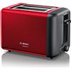 Bosch Tat3p424de Kompakt Toaster, Designline, Edelstahl Rot
