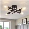 Comely Plafoniera SputniK Moderno, Nero 4 Luci E27 Lampadario Industriale | 4-Luci Plafoniera Soffitto Vintage in Metallo per Soggiorno, Cucina, Sala da Pranzo, Corridoio