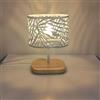 Osairous Lampada da Tavolo, Lampada da Comodino E14, Bianco (Senza Lampadina) | Lampada da Scrivania con Base in Legno e Paralume in Metallo per Camera da Letto Soggiorno Bar