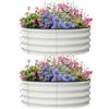 Garvee Set di 2 Letti per Orto Rialzati Tondi in Acciaio Zincato, Ø91 x 30,48 cm Fioriere da Esterno con Fondo Aperto e Bordo di Sicurezza in Gomma, Letto da Giardino Compatto per Erbe e Fiori, Avorio