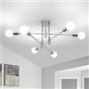 DELIPOP Lampadario Sputnik Cromato, 6 Luci Plafoniera E27 Soffitto | Lampada da Soffitto 70CM per Camera da Letto Soggiorno Cucina Sala da Pranzo