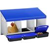 Garvee Nido per Galline con Raccolta Automatica Uova - Scatola in Metallo Ventilata a 3 Scomparti, Facile Montaggio a Parete o Terra, Ideale per Pollai Professionali, Colore Blu