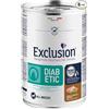 Generico EXCLUSION All Breeds Diabetic Cane gusto Maiale-Sorgo-Piselli | alimento umido completo per cani adulti di tutte le taglie e razze, per cani con diabete mellito, monoproteico, 6 lattine da 400gr.