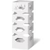 VOUNOT® Portaombrelli in Metallo, Porta Ombrelli Quadrato con Motivo Esagonale e Vaschetta Raccogli Acqua Rimovibile, 4 Ganci e Piedini Antiscivolo, per Ingresso, Casa, Ufficio e Corridoio, Bianco