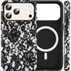 Yoedge Magnetica Cover per iPhone 16 Pro Fiori Pizzo, Aesthetic Nero Lace Vintage Motivo, Compatibile con MagSafe Silicone Custodia per Ragazza Donne, Antiurto Case per iPhone 16Pro 6,3