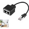Telaryn 1 x Splitter RJ45, splitter Ethernet RJ45, splitter da 1 maschio a 2 femmine, adattatore di rete LAN compatibile Cat5 Cat5e Cat6 Cat7, connettore Internet