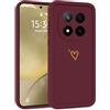 Choeeu ChoosEU Cuore Cover per Xiaomi Redmi Note 14 Pro 5G, Vino Rosso | Custodia TPU Silicone Morbido, Disegni Elegante Colorate Love Heart Motivo, per Ragazza, Antiurto Protezione Case Copertura