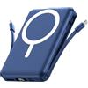 Vexnera per Magsafe Power Bank 10000mAh Caricatore Portatile Magnetico 20W | Doppio Cavo USB-C Integrato, Ricarica Rapida, Display LED, Wireless Caricatore Portatile per iPhone 17/16/15/14/13/12 blu