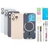 BAYERQ Vetro Posteriore di Ricambio Compatibile con iPhone 15 Pro Max Nero- Vetro Cover Batteria con Kit Strumenti di Riparazione