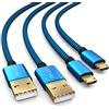 PAXO 2x cavo di ricarica per controller PS4, cavo da 4 m per controller Playstation 4, Sony PS4, PS4 Slim, Microsoft Xbox One, cavo di ricarica micro USB, blu-nero