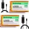 Meshnology 2 batterie LiPo da 3,7 V 4000 mAh con cavo di ricarica USB (124065) con scheda di protezione, nastro isolante e connettore micro JST-1,25 per scheda modulari AR duino ESP32, drone e auto