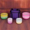 VAMN MAVN Set di campane tibetane in cristallo satinato, corona, gola, plesso solare | Corona B colorata 15,2 cm + gola G 20,4 cm + plesso solare E + 30,5 cm C radice chakra suono ciotole con custodia per il