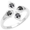 Jay Jools Anello da donna con croce in onice nera, in argento Sterling 925, regalo per lei