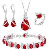 Clearine Set di Gioielli per Donne Argento Placcato Goccia Zirconia cubica Collana Aperta Anello Regolabile Orecchini Bracciale per Matrimonio/Anniversario/Festa della Mamma