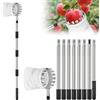 VETOLAKA Raccogli frutta con manico telescopico, 3,2 m, 8 segmenti, con manico telescopico e sacchetto in cotone, diametro 22 mm, in acciaio inox, ergonomico, per ciliegie, mela, pera