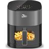 Uten Friggitrice ad Aria Doppia Resistenza 5,5 L Air Fryer Finestra 2000W | Schermo Colori, 14 Menu Preimpostati, Avvio Ritardato, Senza Girare Cibo, Griglia Anti‑Schizzo Superiore, Facile da Pulire