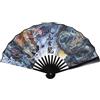 IMIKEYA Ventaglio pieghevole in stile cinese con drago, scomparti in seta pieghevoli 2024 zodiacale, regalo souvenir decorazione per festival festa di danza