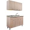 Yellowshop | Composizione cucina 120 cm versione dx o sx 3 ante finitura Olmo con lavello, scolapiatti e pensile serie Basic (Versione Sx)